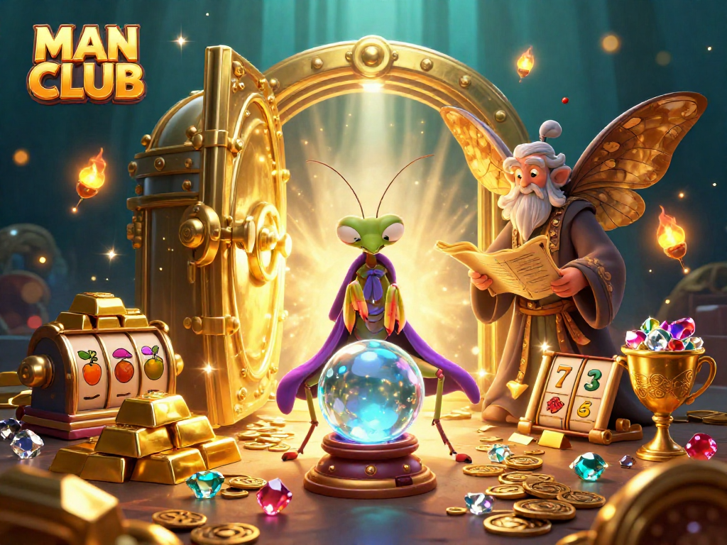 Engage with MAN CLUB as a vibrant slot theme comes to life in this animated scene.