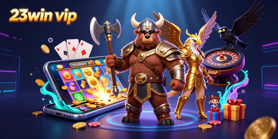 Activate winnings with 23win vip, showcasing a vibrant gaming scene filled with action.
