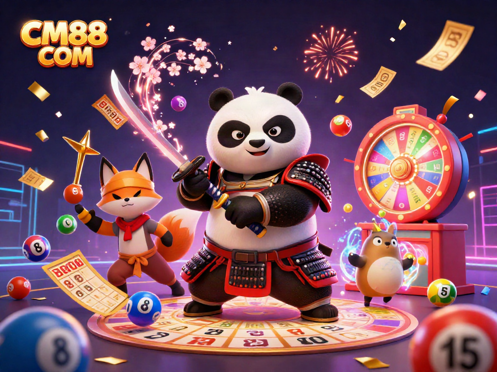 Experience the thrill of gaming with CM88 COM and dynamic casino elements in a vibrant scene.