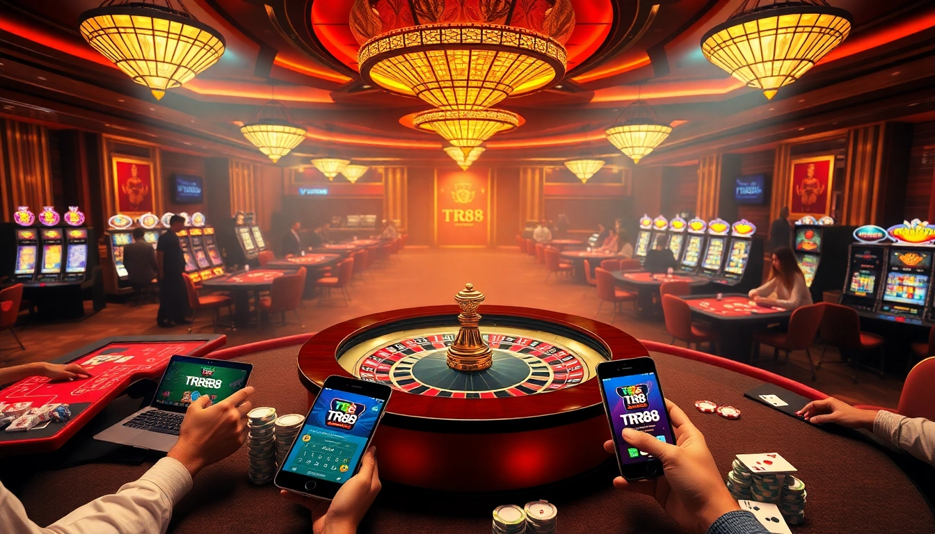 Experience the excitement of TR88 with vibrant casino games and online betting interfaces.