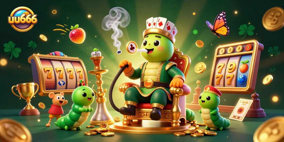 uu666 celebrates the thrill of casino slots with vibrant game symbols and dynamic elements in a captivating illustration.