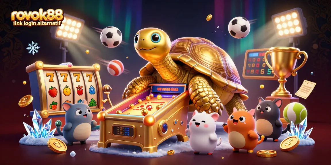 Play and win with rokok88 link login alternatif amidst dynamic gambling elements in a vibrant 3D scene.