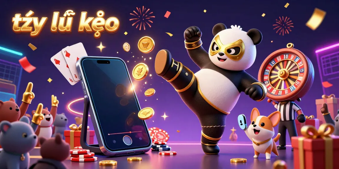Exciting 3D illustration showcasing tỷ lệ kèo with an animated wrestler panda and excited animal fans.