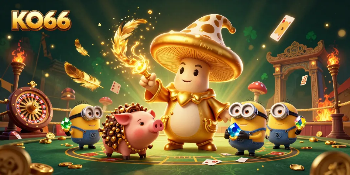 Experience thrilling live casino action at KO66 with a magical twist, featuring enchanting characters and gold.