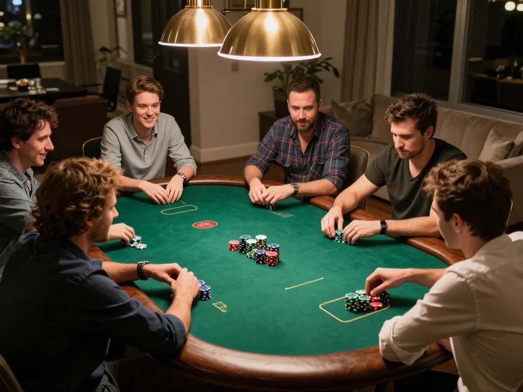 Engaged players strategizing in a home poker game while enjoying fun moments - uk88 com