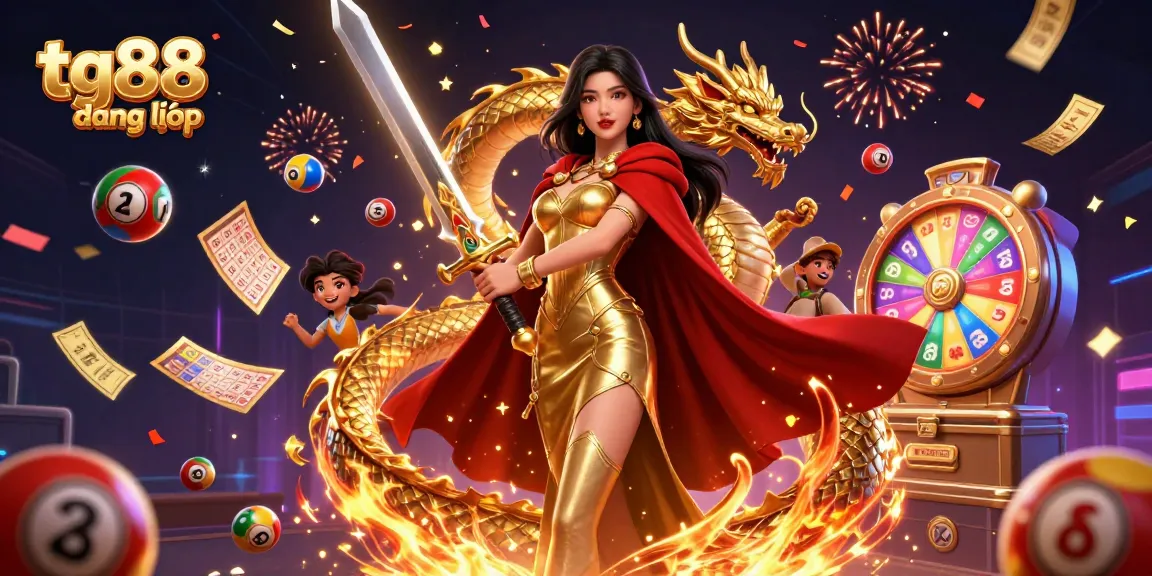 Experience tg88 đăng nhập with vibrant lottery excitement and dynamic game elements in a captivating 3D illustration.