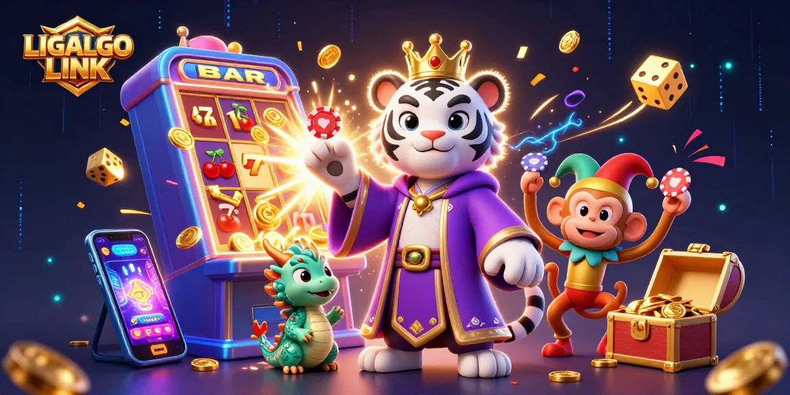 Experience the thrill of LIGALGO LINK as a majestic tiger and playful monkey showcase a vibrant casino scene