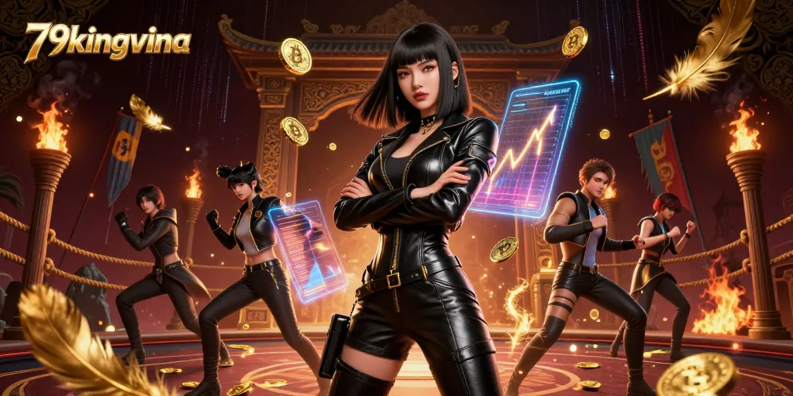 Experience thrilling gameplay at 79kingvina with a stunning casino illustration showcasing a powerful character amidst dynamic betting elements.