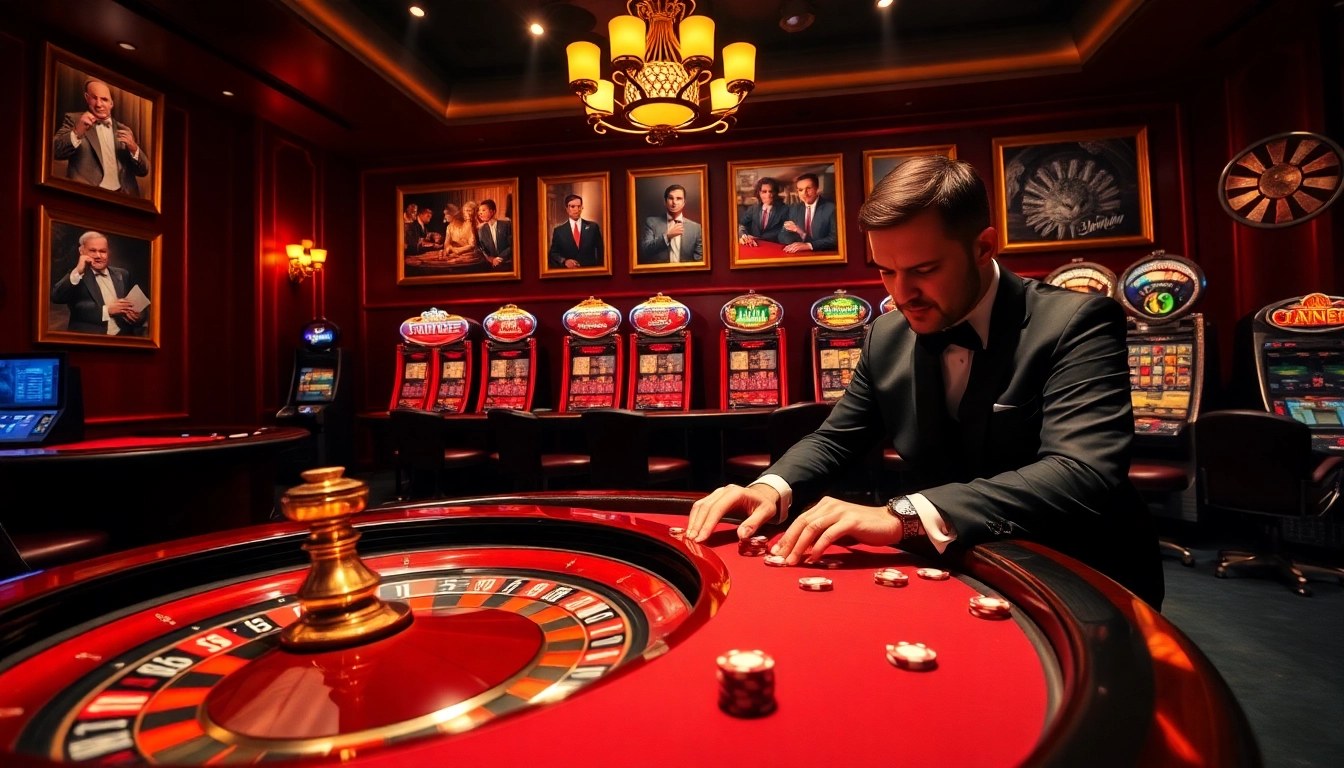 A dynamic casino scene at 69VN COM showcasing an exciting poker game with professional players and vibrant casino elements.