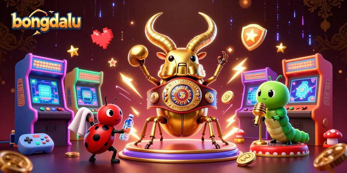 Bongdalu showcases a vibrant 3D scene featuring a golden stag beetle in battle, ideal for online casino gaming