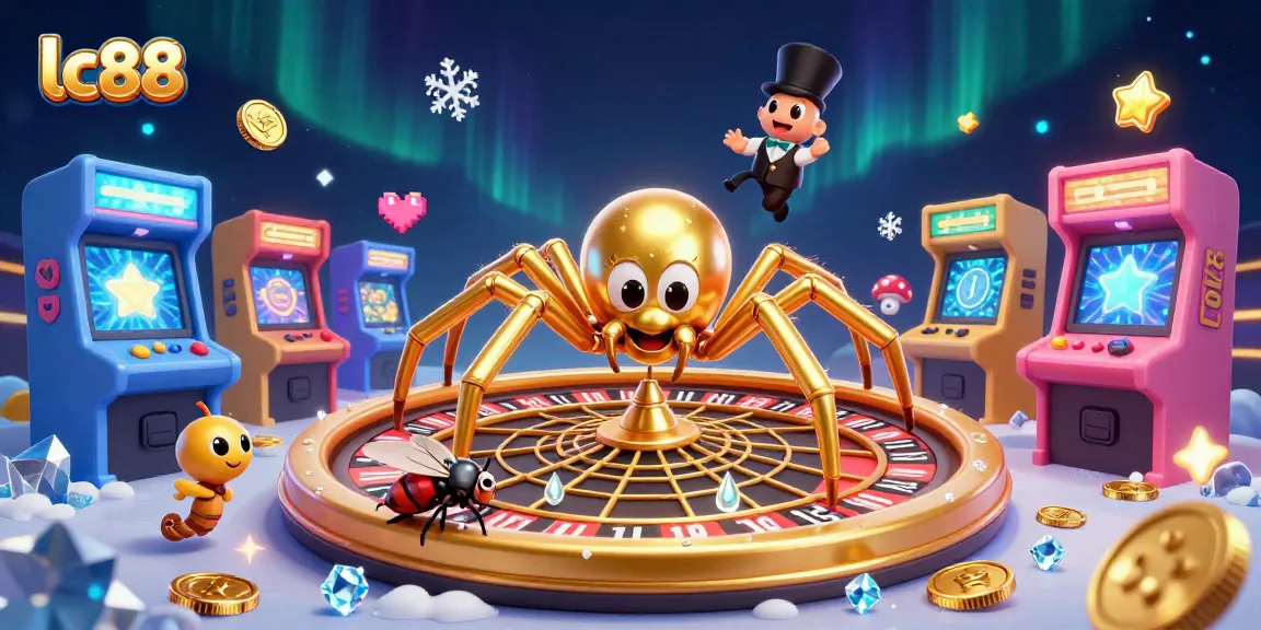 Experience the excitement of lc88 online betting with a thrilling roulette scene featuring a spider and animated casino elements.