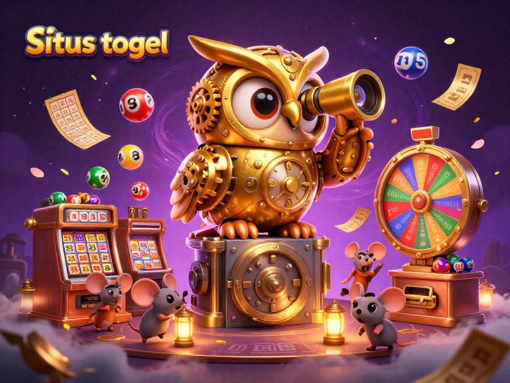 Engage in thrilling gaming experiences with situs togel, featuring vibrant lottery balls and a majestic golden owl.