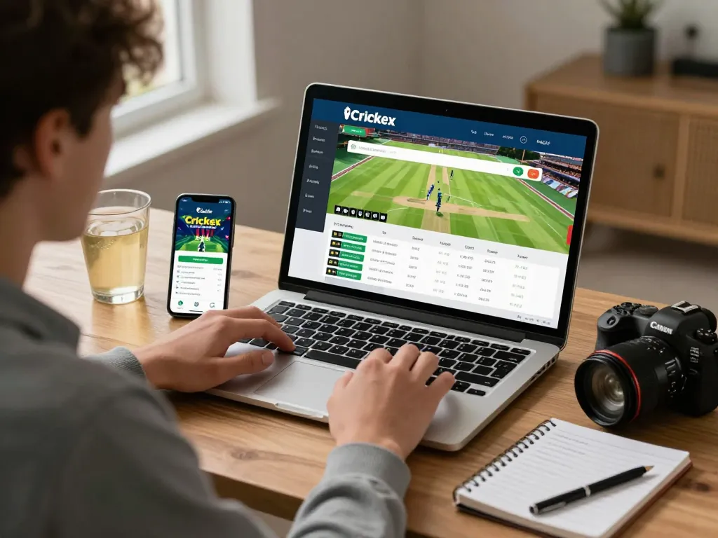 Engaging in Crickex KYC verification process while betting online, showcasing a modern user-friendly setup.
