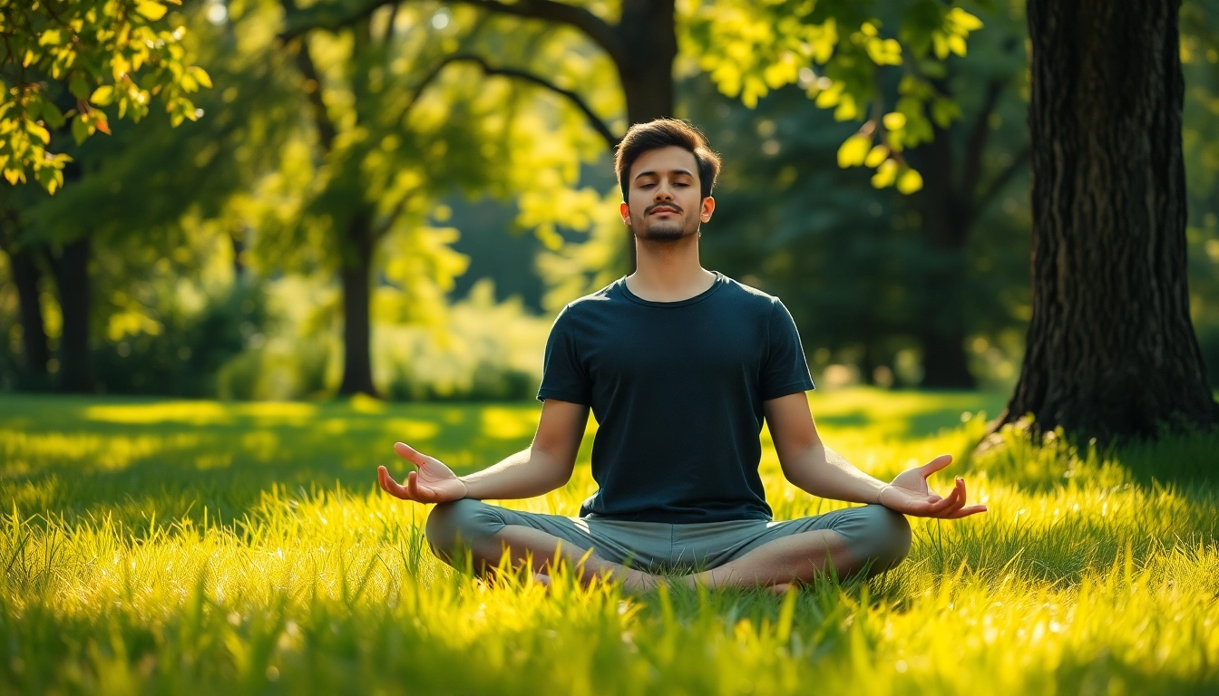 Individual meditating outdoors to showcase calmness from stress and anxiety relief techniques.