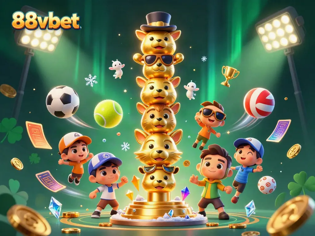 Engage with 88vbet's dynamic gaming atmosphere through vibrant sports elements and lively characters.