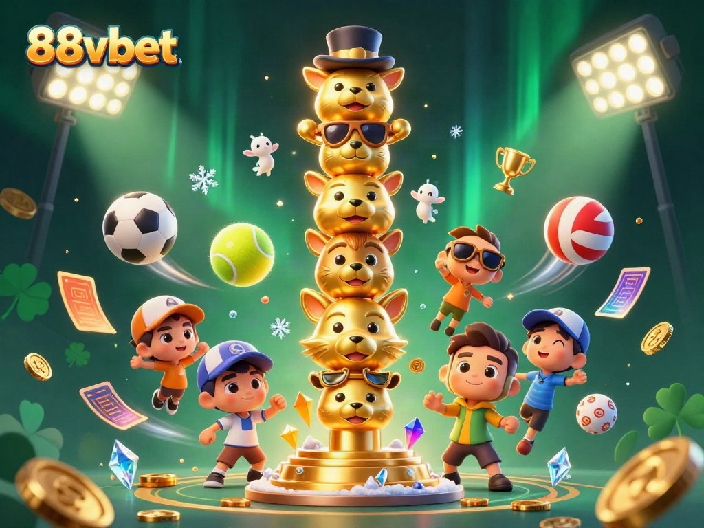 Engage with 88vbet's dynamic gaming atmosphere through vibrant sports elements and lively characters.