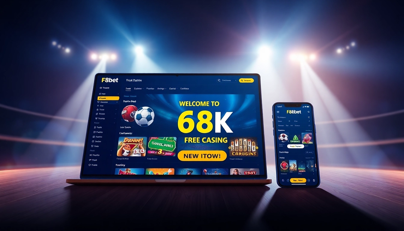 F8bet online betting platform interface showcasing diverse games and 68K free bonus