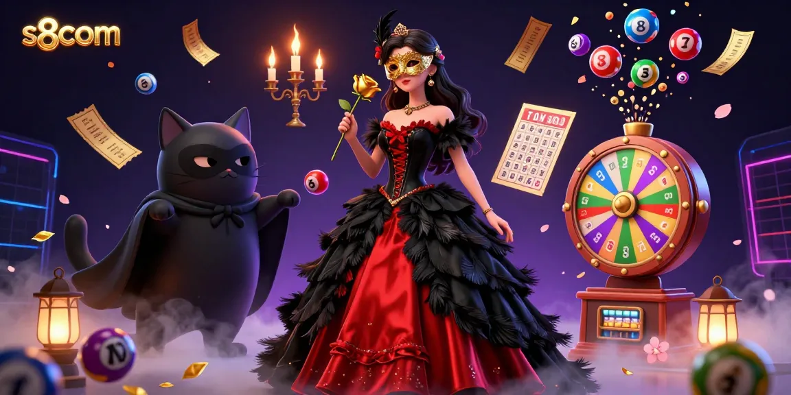Experience the exhilarating atmosphere of s8com's vibrant lottery and gaming world, filled with colorful elements and action.