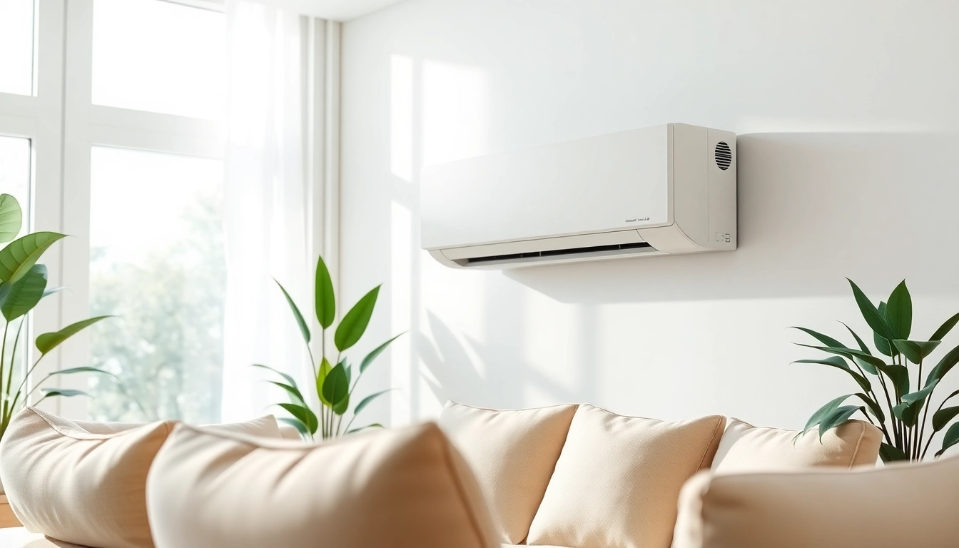 Enhance comfort with a modern mini split ac installed in a stylish living room.