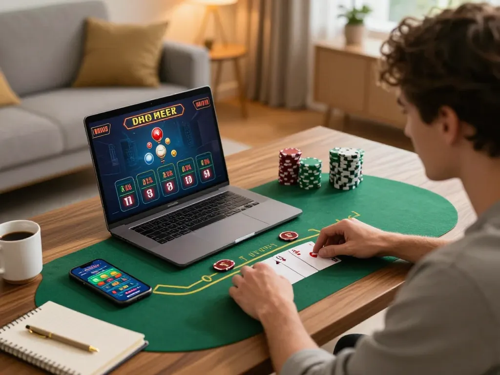 Player strategizing on 789win while enjoying a live blackjack game at home.