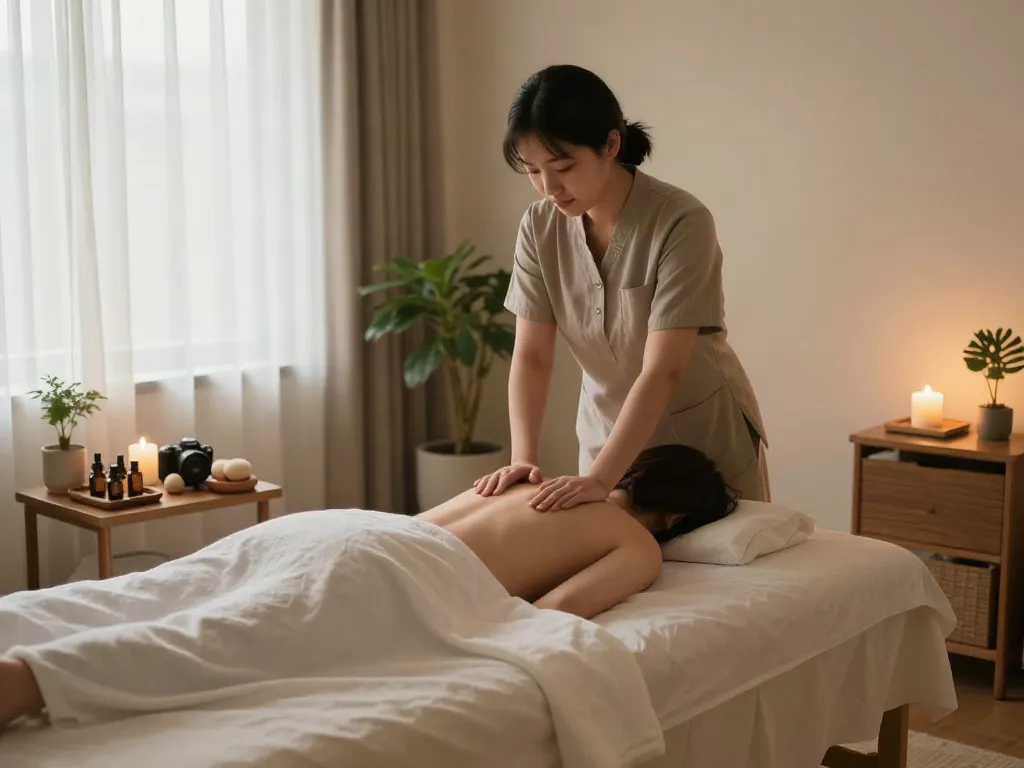 Inviting scene showcasing 동탄출장안마 service with a professional therapist and calming atmosphere