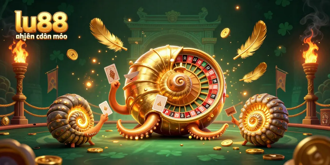 Get ready to win at lu88 hiện đang mở with this vibrant 3D casino illustration showcasing a nautilus roulette wheel.