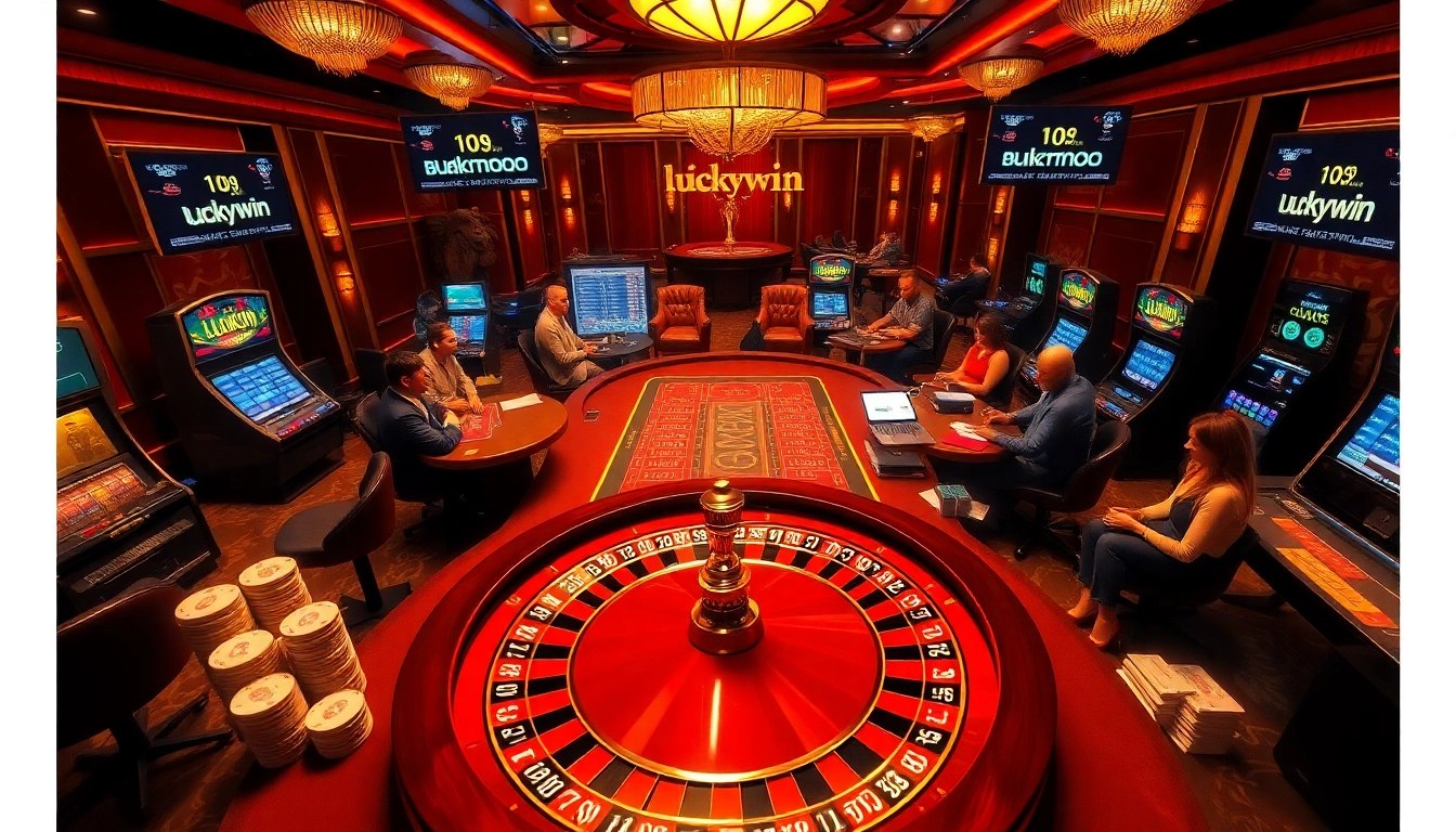 Experience thrilling gameplay at Luckywin with vibrant casino tables and engaging slot machines.