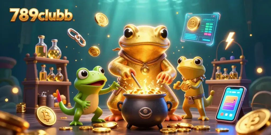 Engage with 789clubb's vibrant casino world while exploring golden alchemy and crypto elements.