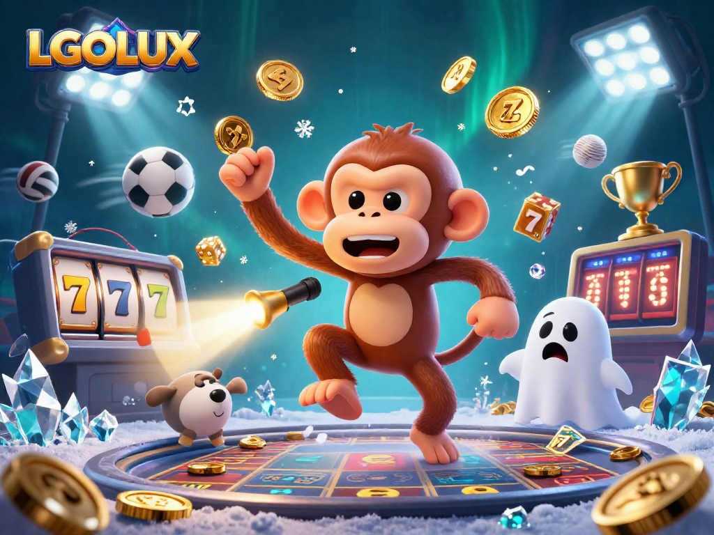 Discover thrilling gameplay at LGOLUX as the poltergeist monkey juggles coins and chips in a dynamic casino.