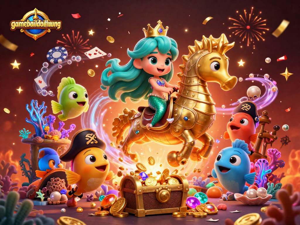 Engage with gamebaidoithuong featuring vibrant mermaid characters and casino elements.