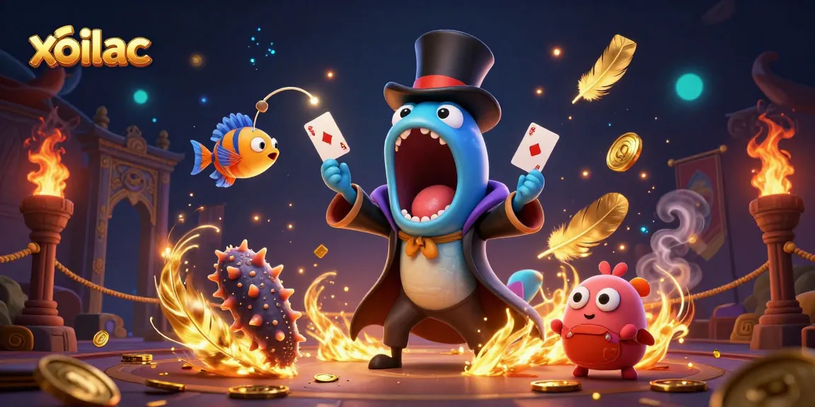 Watch the dynamic scene of xoilac's characters engaged in thrilling casino magic acts.