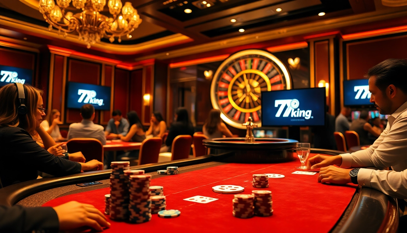 Performing a thrilling poker game at 79king casino with luxurious decor and vibrant energy.