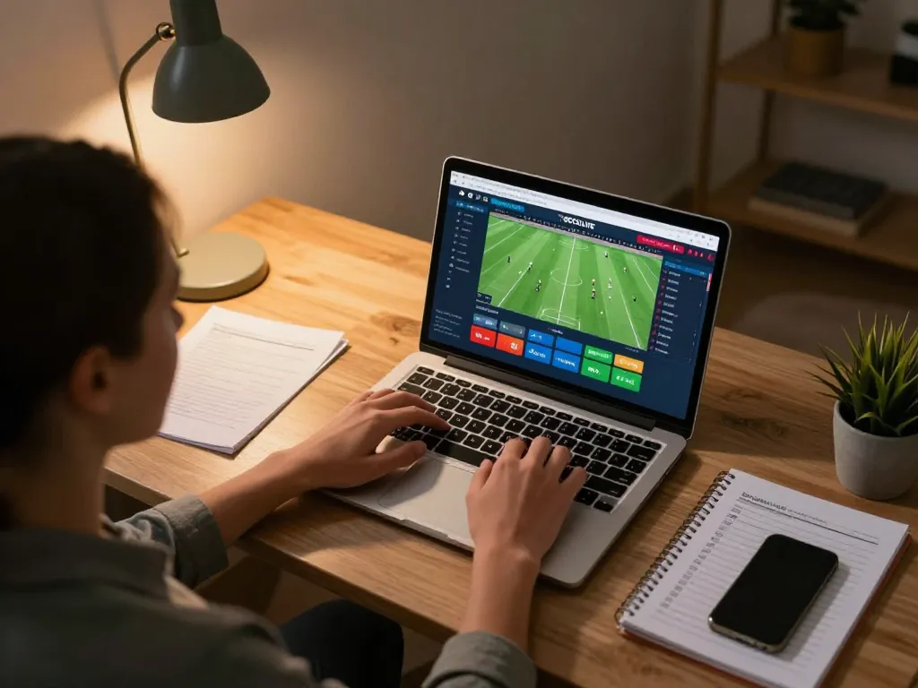 SOCOLIVE interface showcasing live betting on football matches in a comfortable home setup.