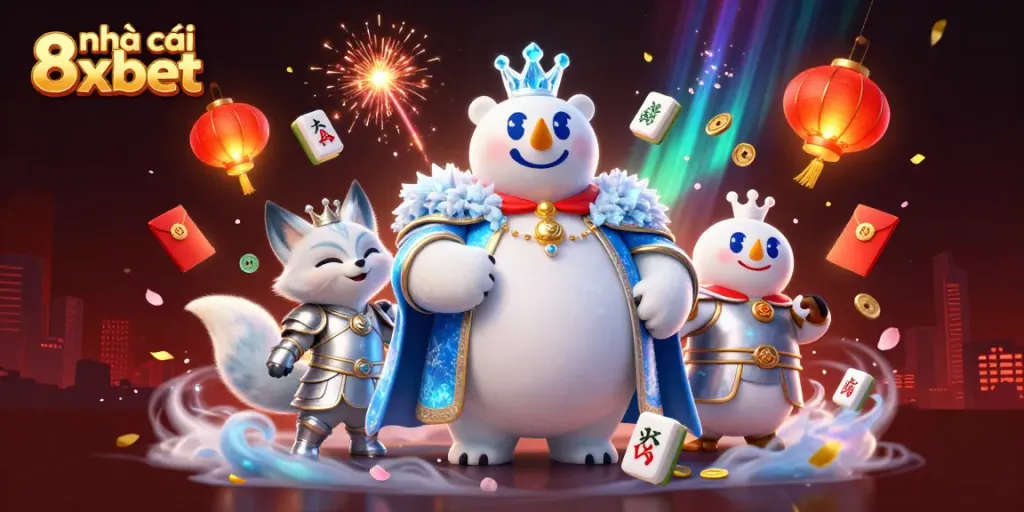Experience the excitement of nhà cái 8xbet with vibrant illustrations of a casino adventure.