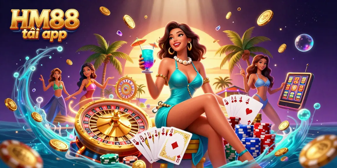 Experience the excitement of HM88 tải app with vibrant casino elements and stunning characters.
