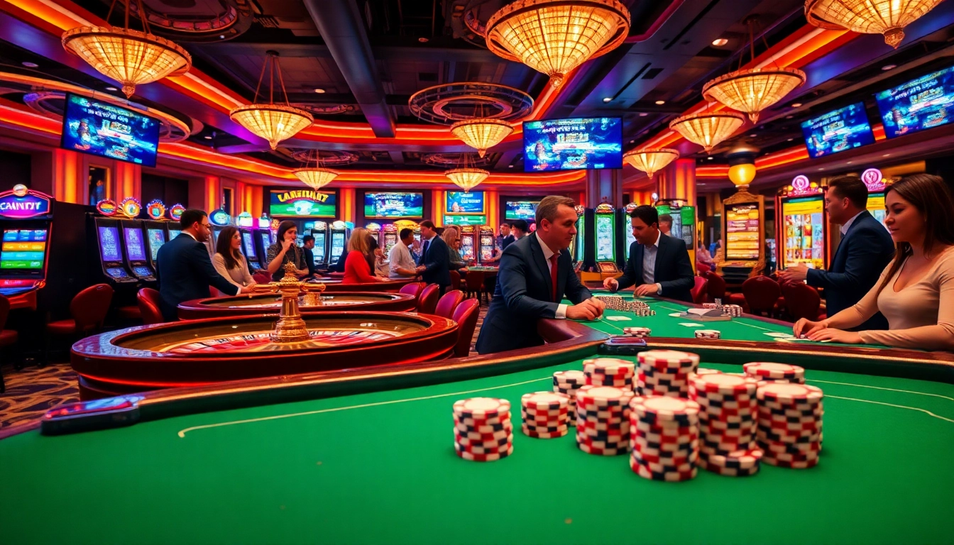 Experience high-stakes action at C168COM with players enjoying diverse casino games in a luxury setting.