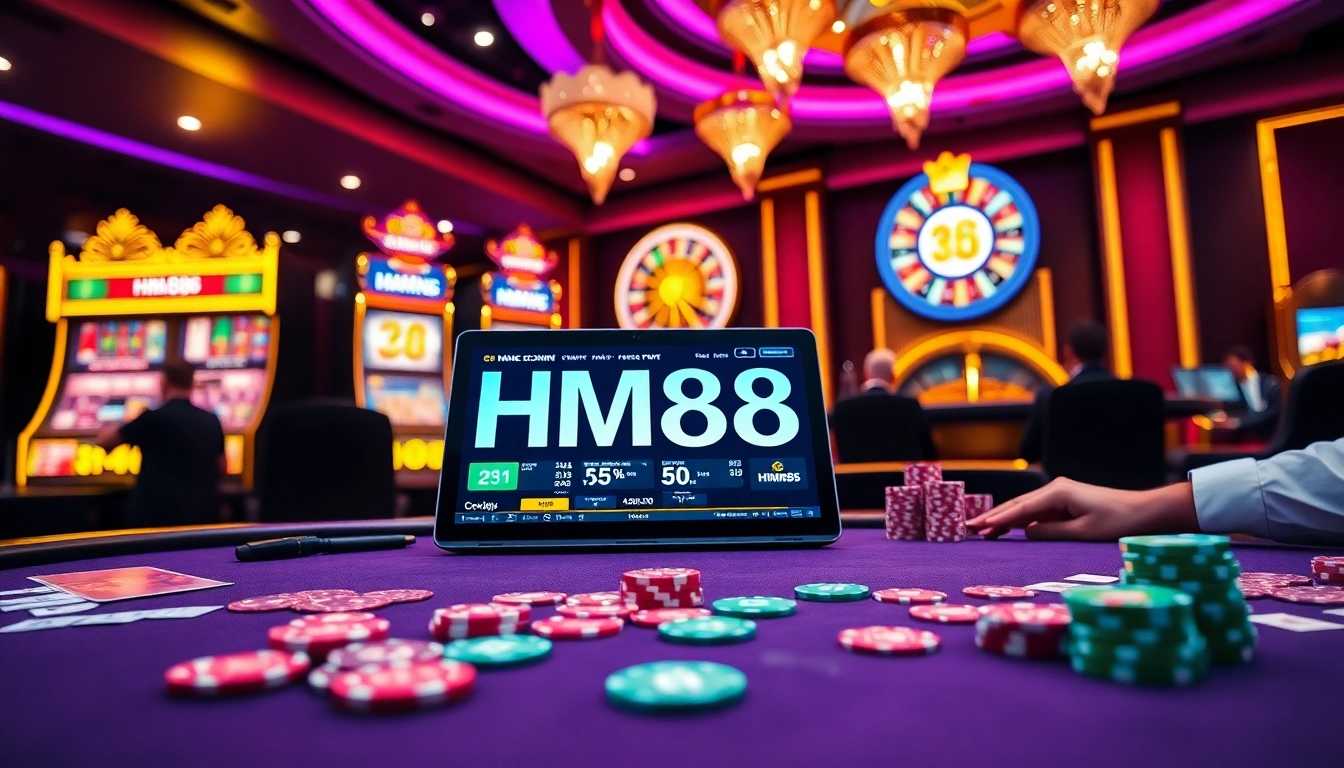 Experience thrilling gameplay at HM88 with vibrant casino tables and engaging gambling elements.