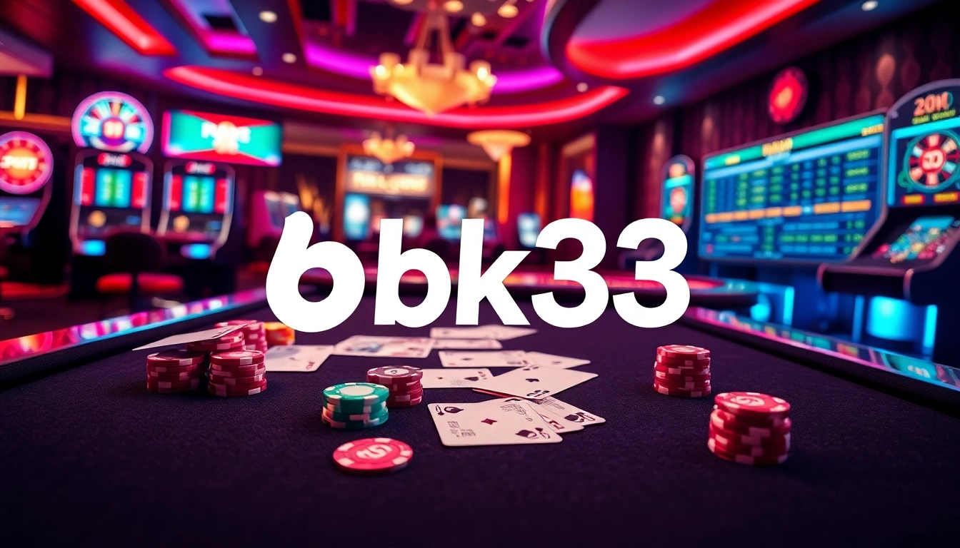 Intense online gambling action on bk33, featuring vibrant casino tables and betting elements.