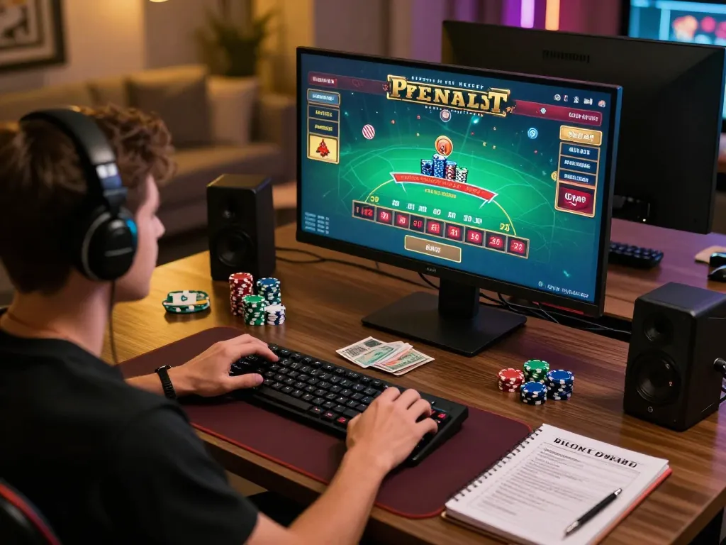 Gamer engaging with live blackjack interface on https://www.mnm88.com/ showcasing at-home online casino setup.