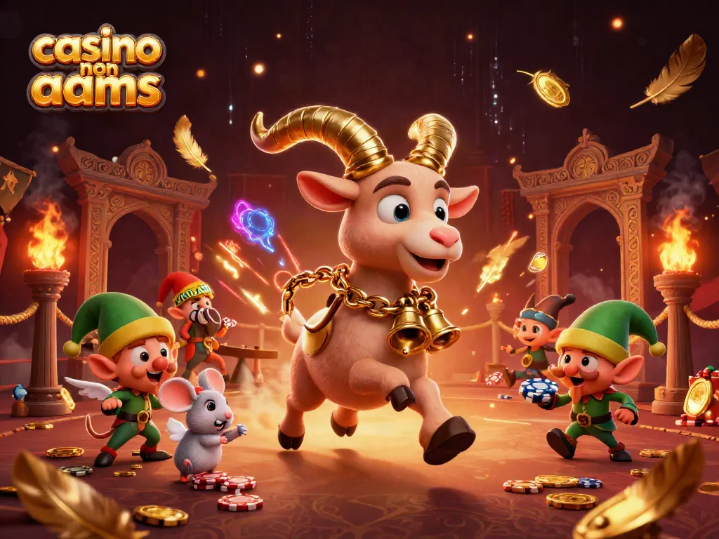 Immagine di un casinò non AAMS con un Krampus 3D e personaggi festivi che giocano e si divertono.