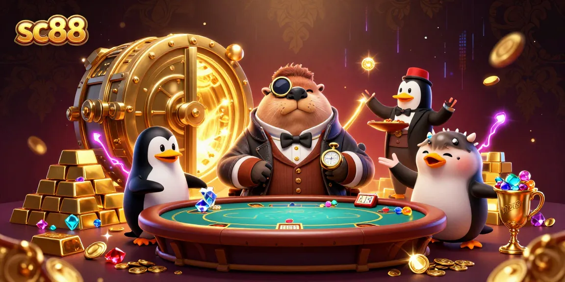 Experience the thrilling world of sc88 with a cartoon walrus at a poker table.