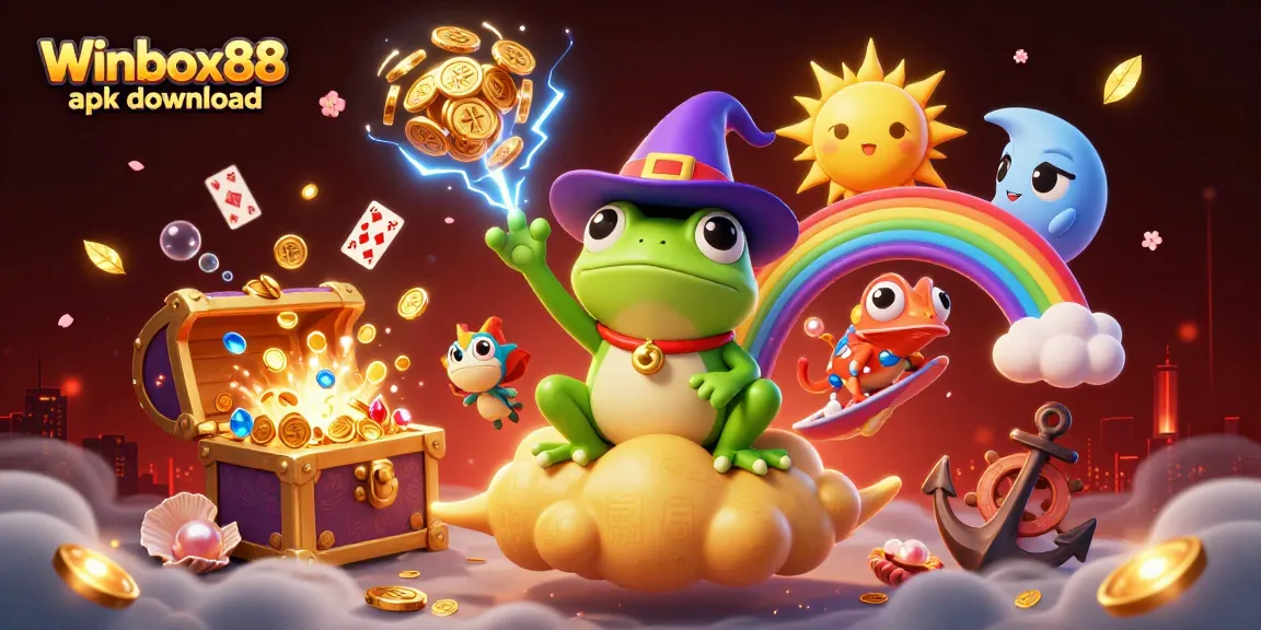 Experience a fun Winbox88 apk download with exciting characters and dynamic casino elements.