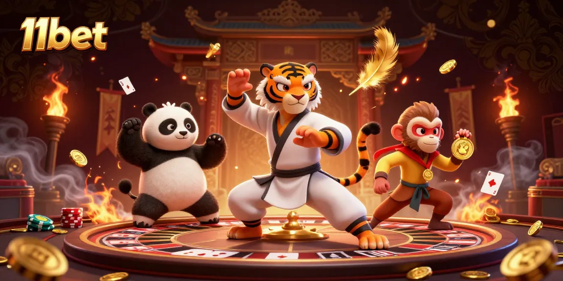 Experience thrilling gameplay at 11bet as our kung fu characters engage in high-stakes gambling.