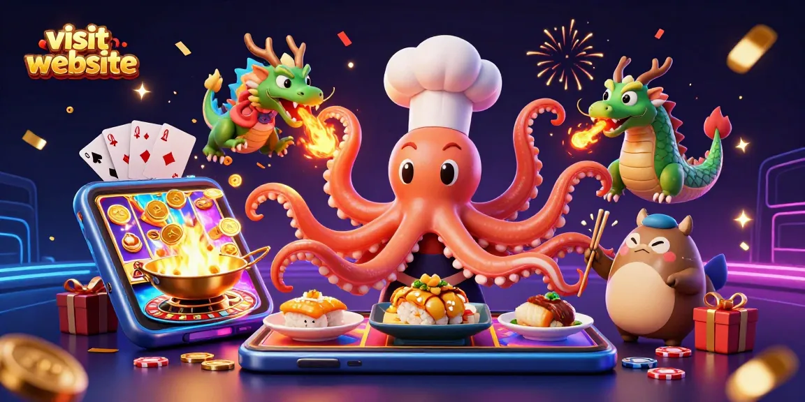 Engage users to visit website for exciting casino games with vibrant characters in action!