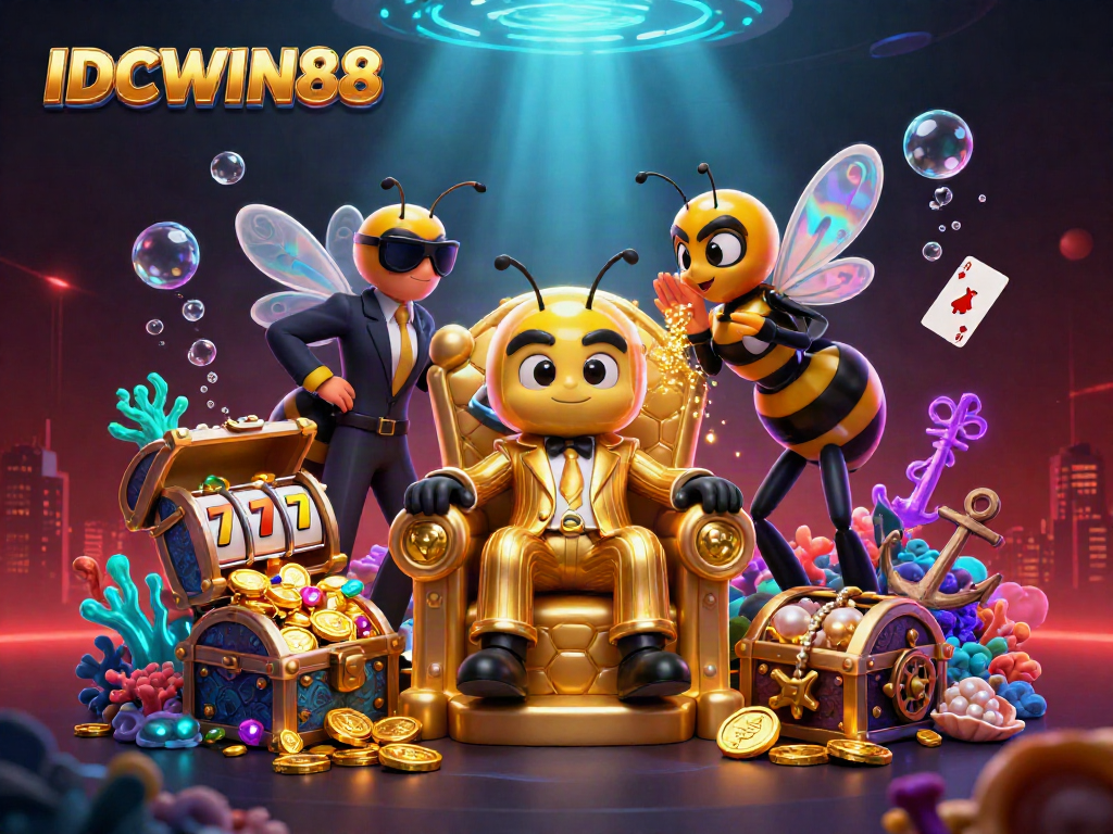 Experience thrilling jackpots at IDCWIN88 with our bumblebee mob boss and vibrant casino elements.