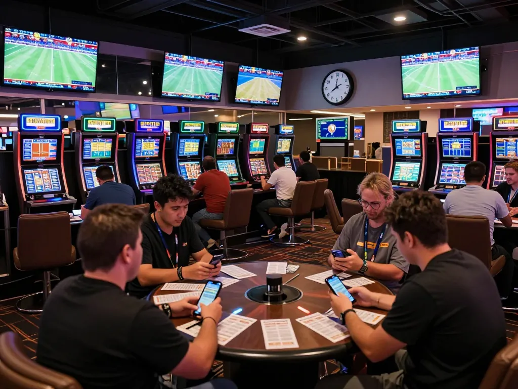Sports enthusiasts engaging in betting on their favorite games at Keo nha cai lounge.