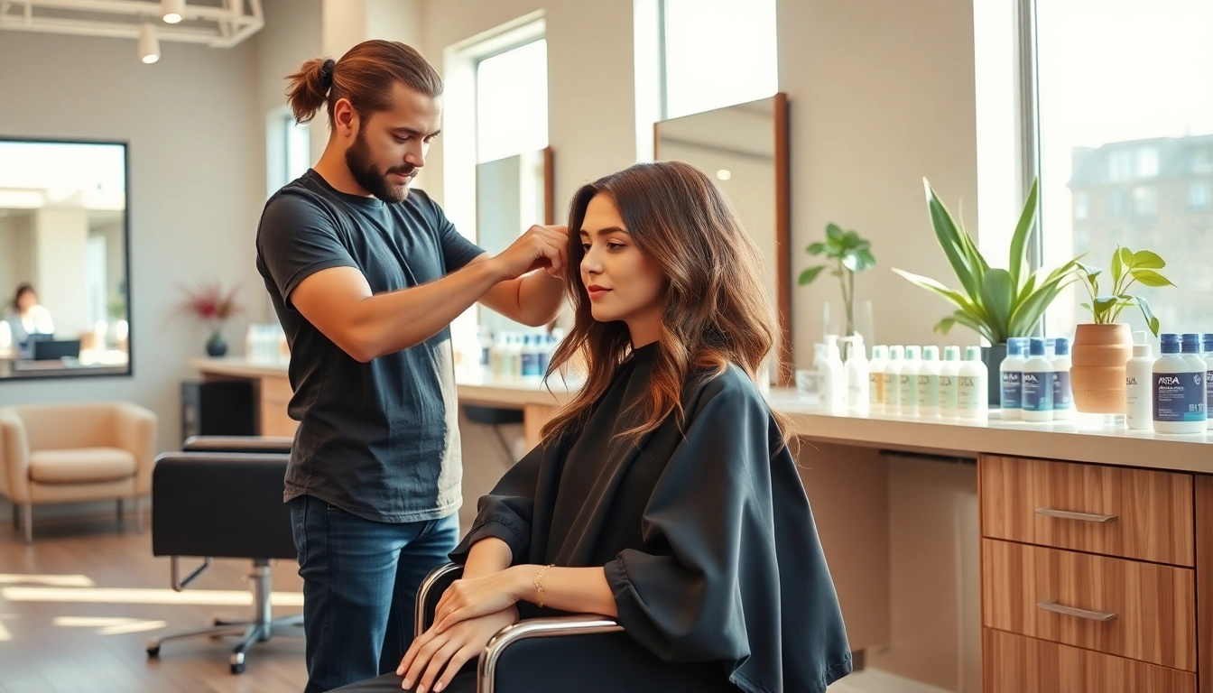 Omnia Salon, a premier hair salon in San Diego, features skilled stylists providing haircuts and highlights.