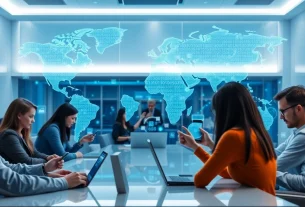 快连官网 showcases diverse users experiencing seamless, high-speed internet connectivity across various devices in a modern setup.