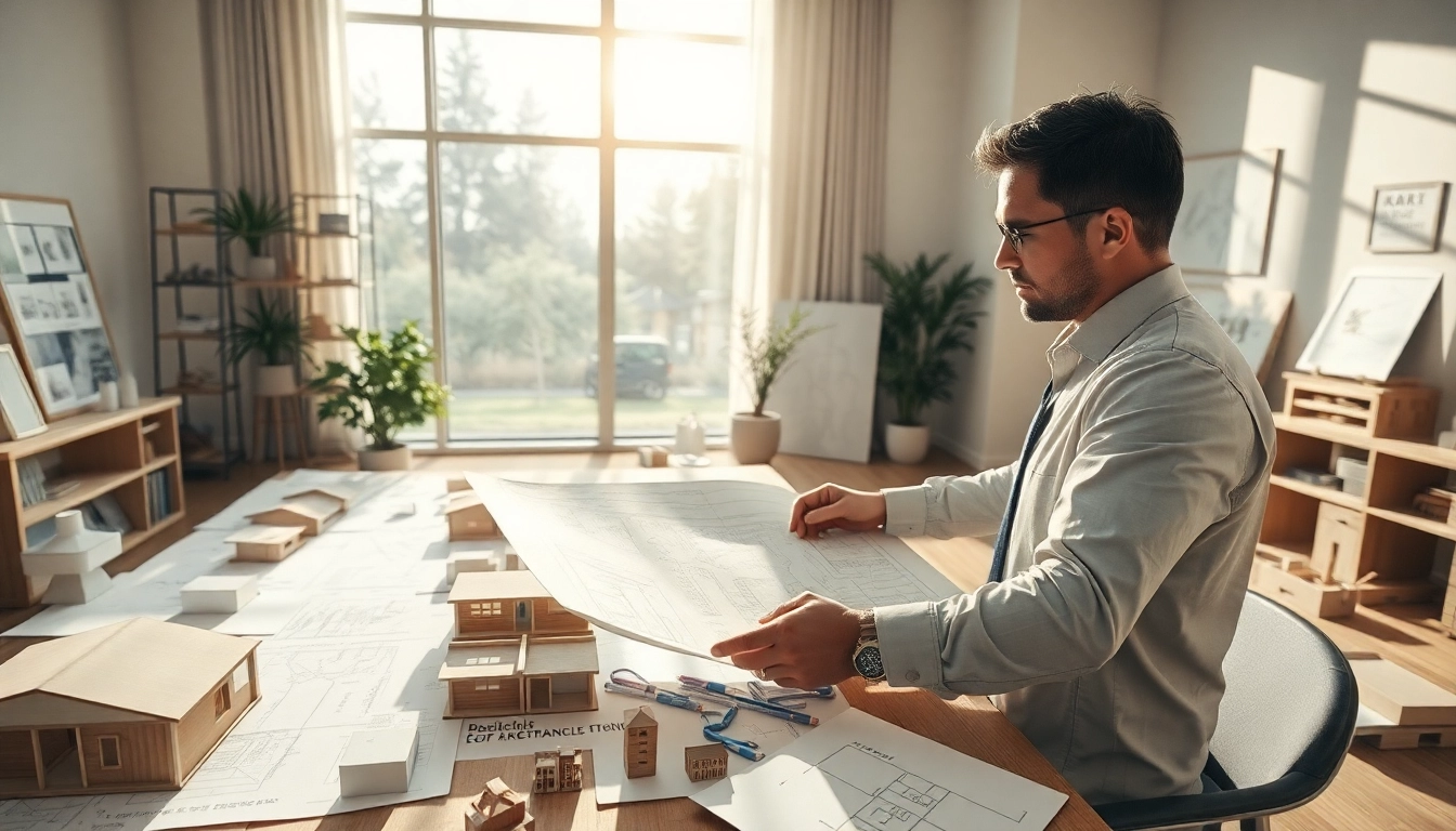 Start a residential architecture project with a skilled architect in a modern office setting.