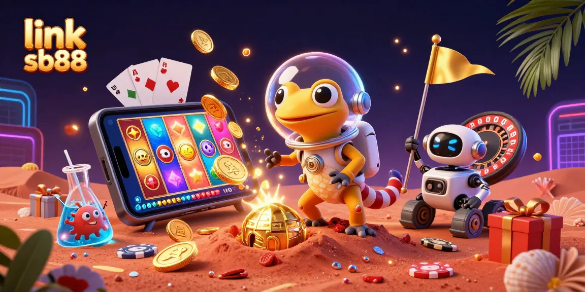 Spin and win at link sb88 with vibrant Martian casino adventure illustration.